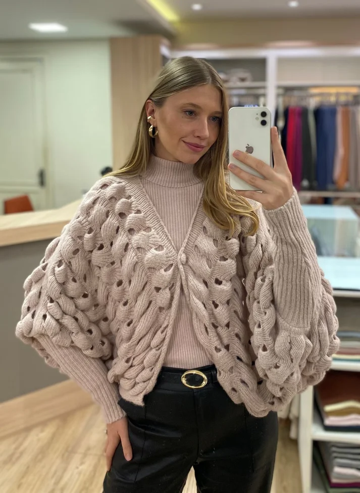 Casaco Texturizado Tricot Feminino- Michele Tricot
